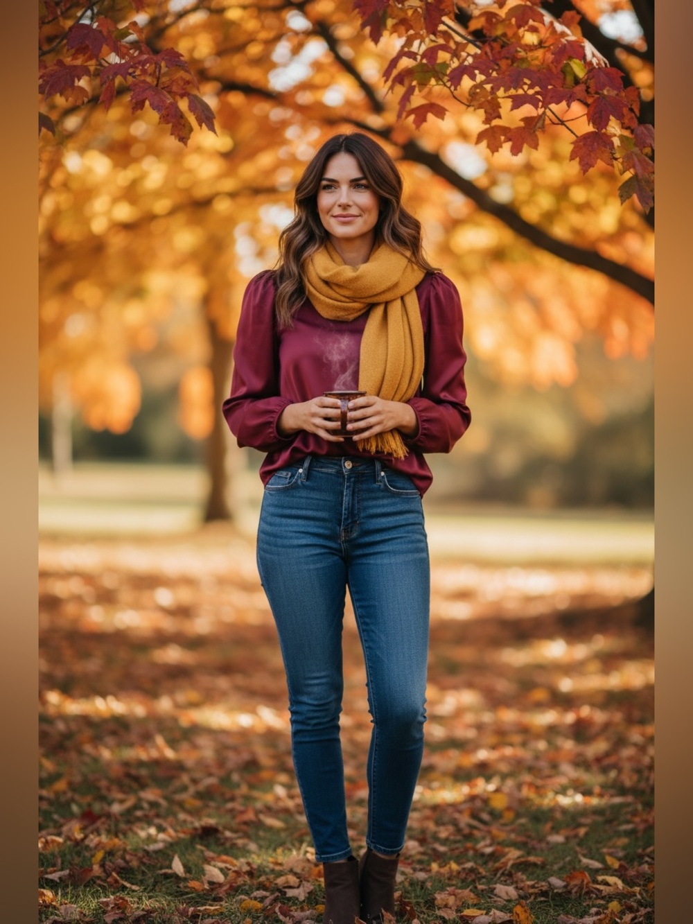 SHEIN Burgundy Satin Puff Sleeve Blouse